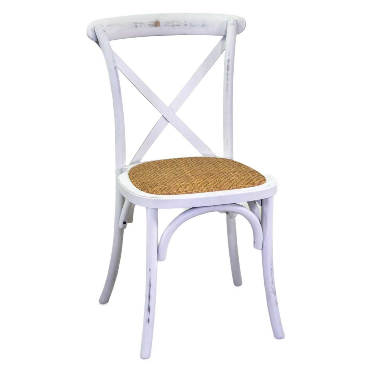 Sedia Legno Cross Bianco Antico Seduta Intreccio Impilabile cm.50x50h46,5 | Vacchetti