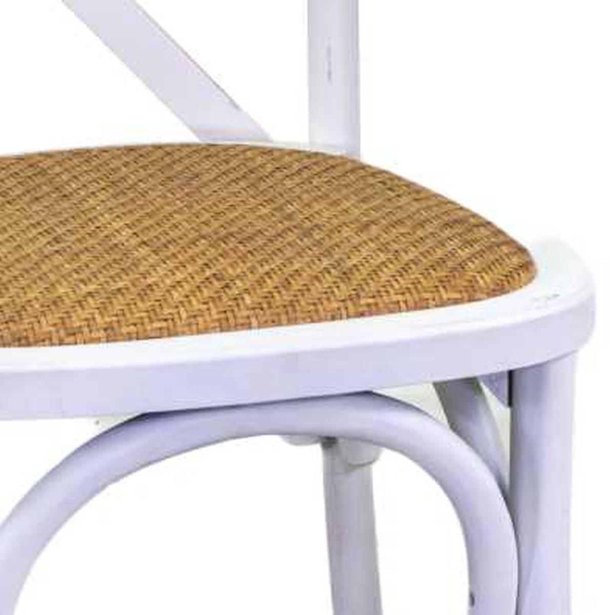Sedia Legno Cross Bianco Antico Seduta Intreccio Impilabile cm.50x50h46,5 | Vacchetti