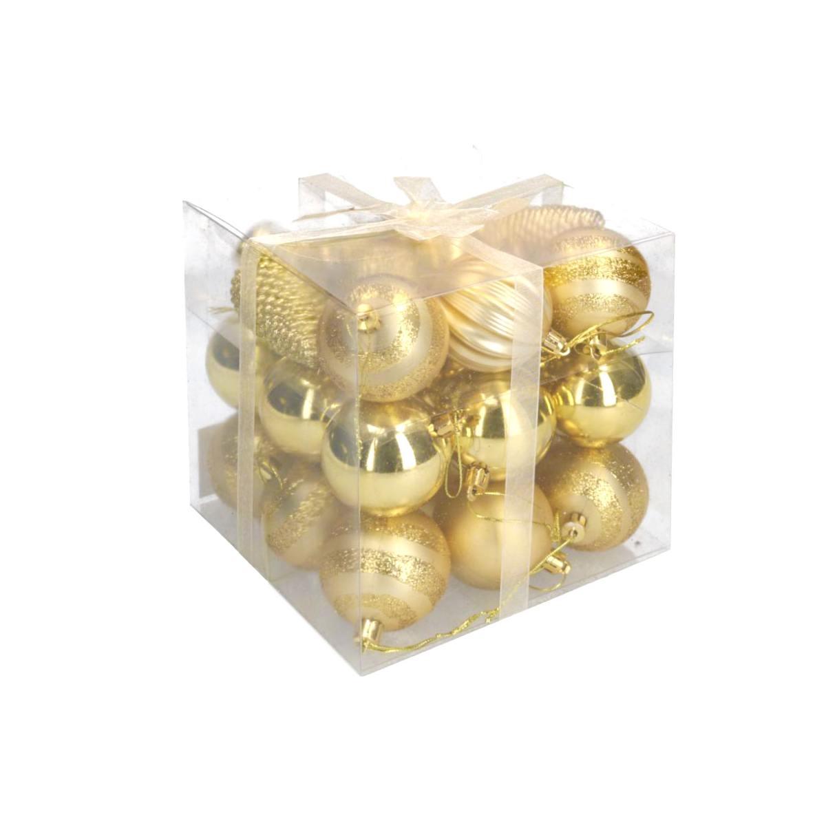 Pallina Natale cm.5 Oro Satinate/Glitter Set pz.28 |Vacchetti