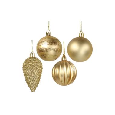 Pallina Natale cm.5 Oro Satinate/Glitter Set pz.28 |Vacchetti