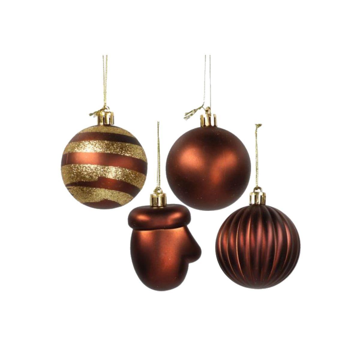 Pallina Natale cm.6 Marrone Bronzo Satinate Glitter Set pz.30 |Vacchetti