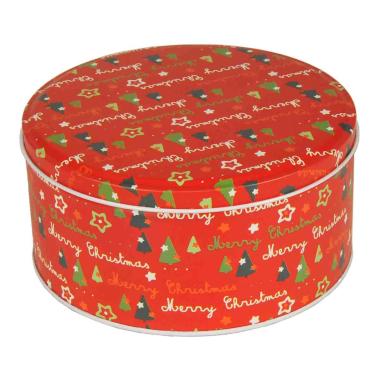 Scatola Natale Metallo Tonda Alberi cm.16,8 |Vacchetti