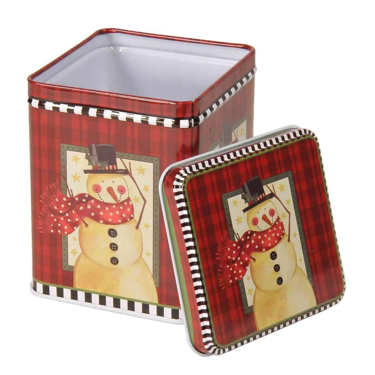 Scatola Natale Metallo Quadra Paesino cm9x9x11 |Vacchetti