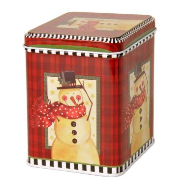 Scatola Natale Metallo Quadra Paesino cm9x9x11 |Vacchetti
