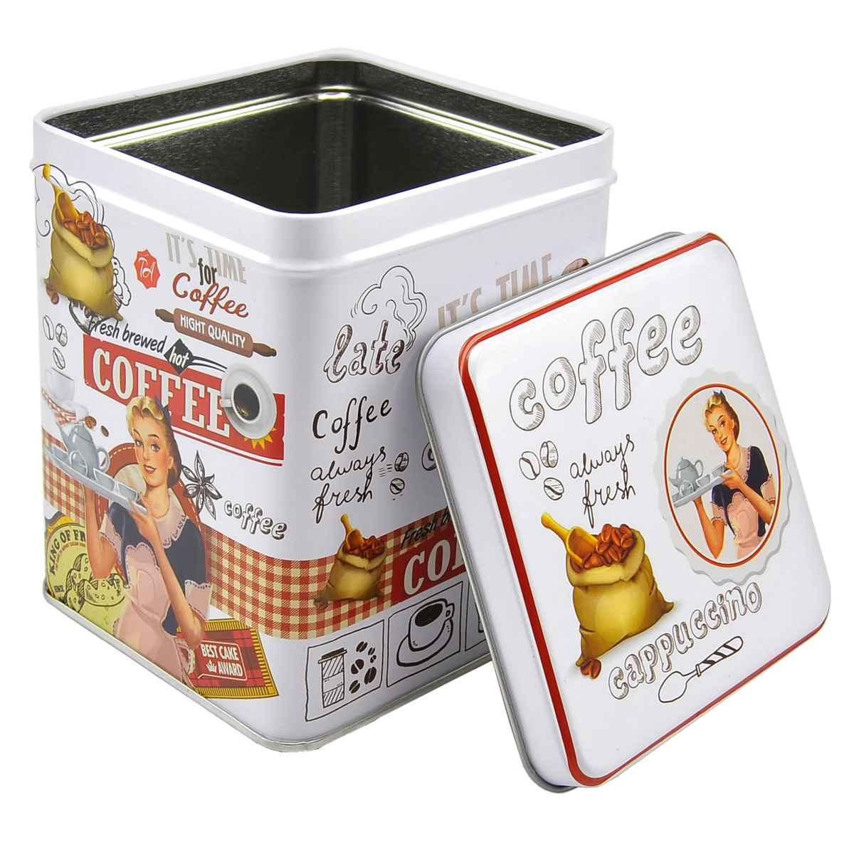 Scatola Metallo Vintage Coffe Quadra cm8x8x11 | Vacchetti