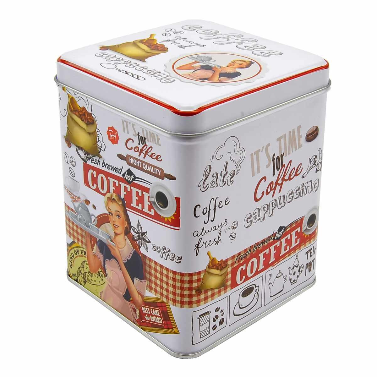 Scatola Metallo Vintage Coffe Quadra 10x10x13 | Vacchetti