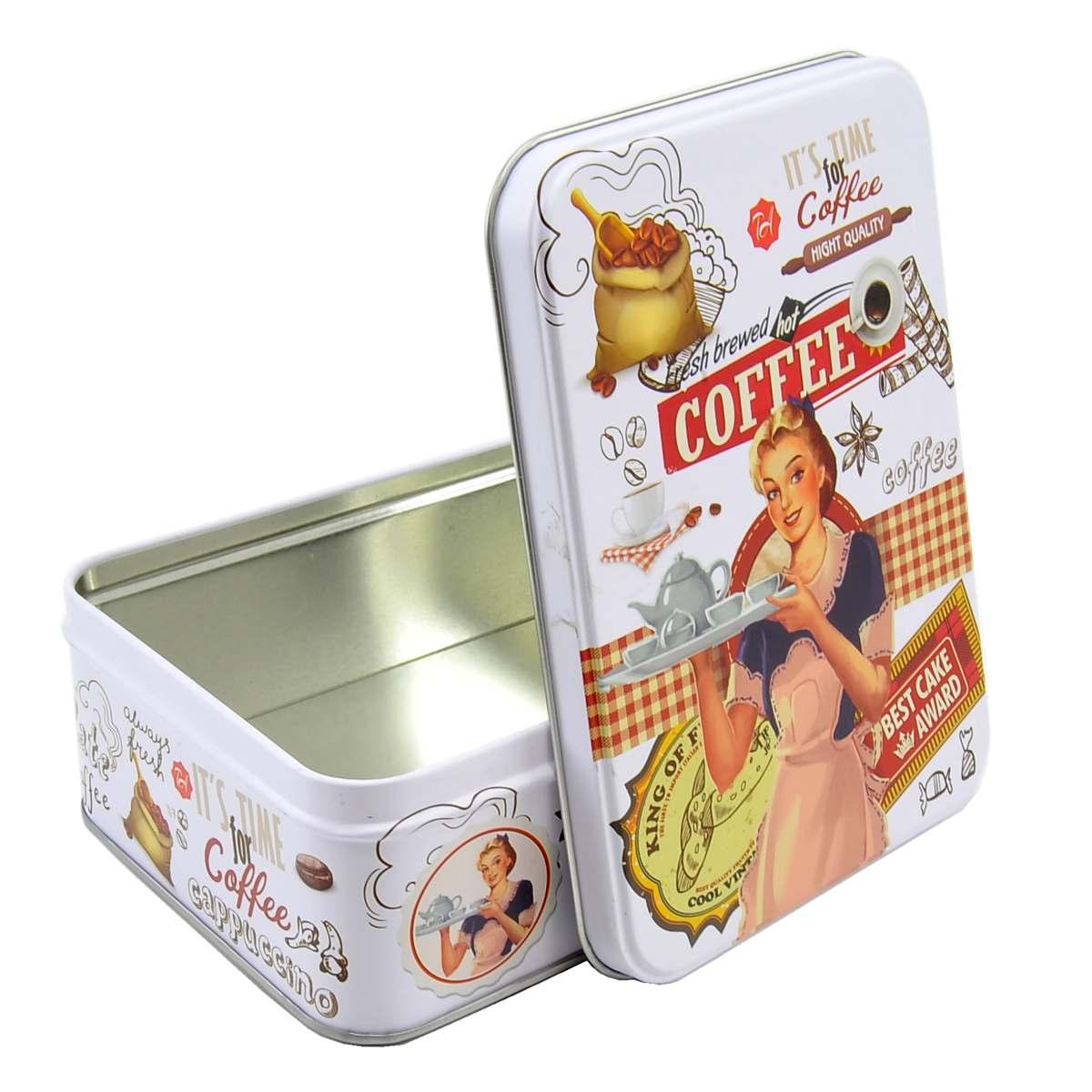 Scatola Metallo Vintage Coffe cm.14x10x5,5 | Vacchetti