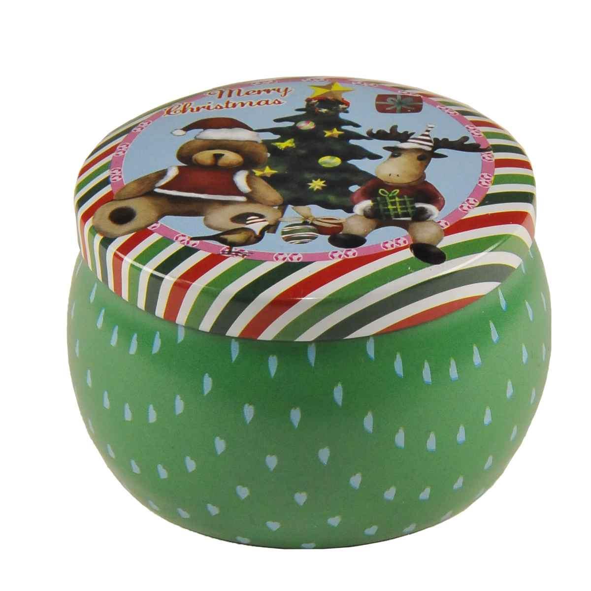 Scatola Natale Metallo Tonda cm.7x5