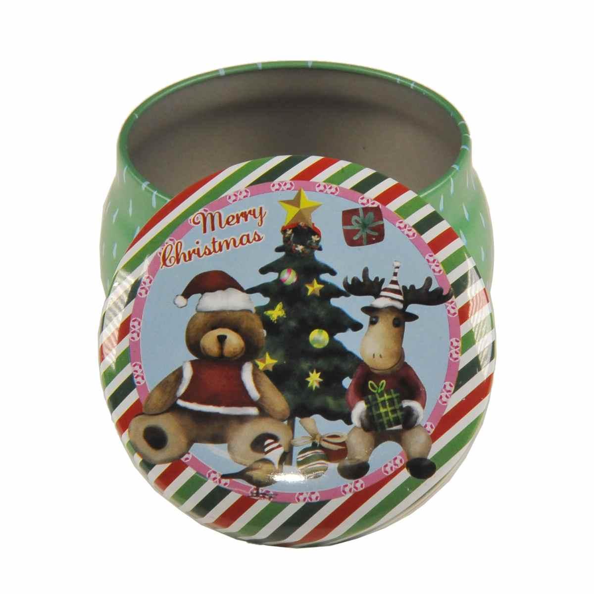 Scatola Natale Metallo Tonda cm.7x5