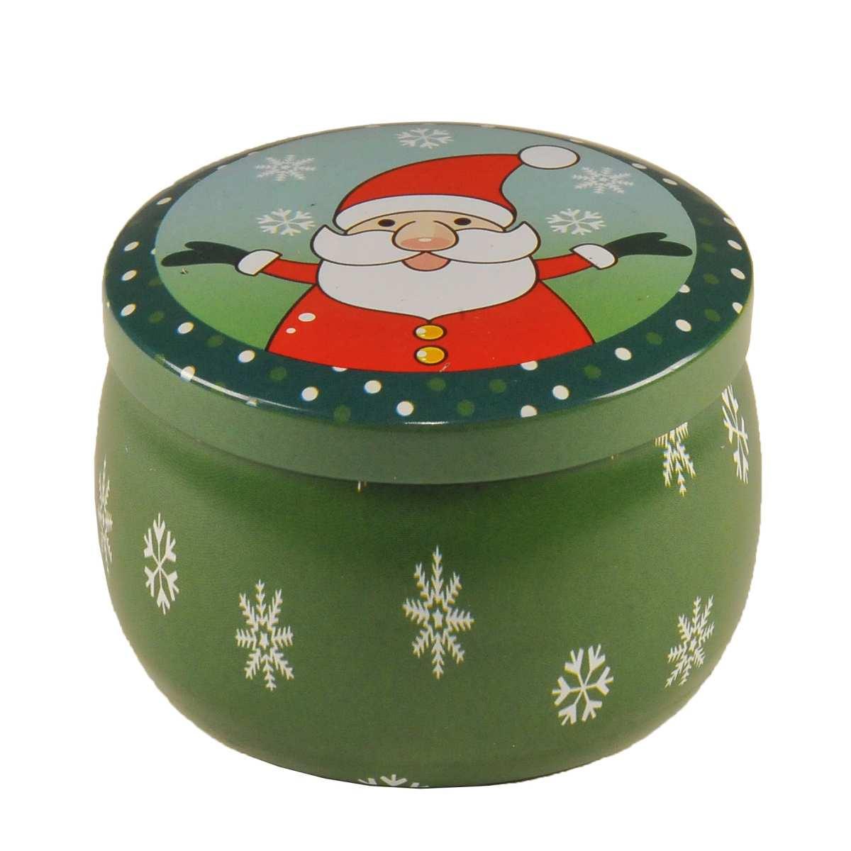 Scatola Natale Metallo Tonda cm.Ø7x5