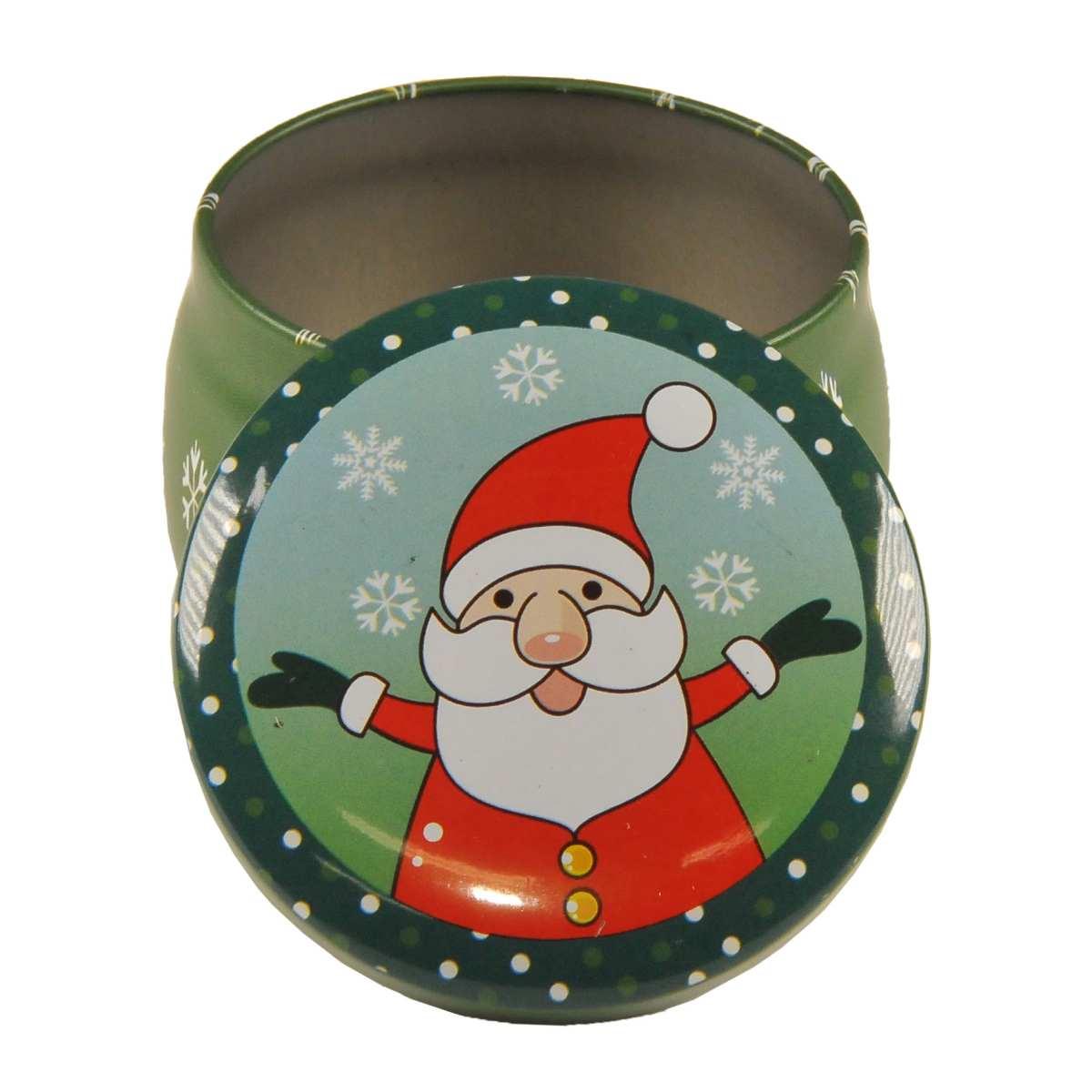 Scatola Natale Metallo Tonda cm.Ø7x5