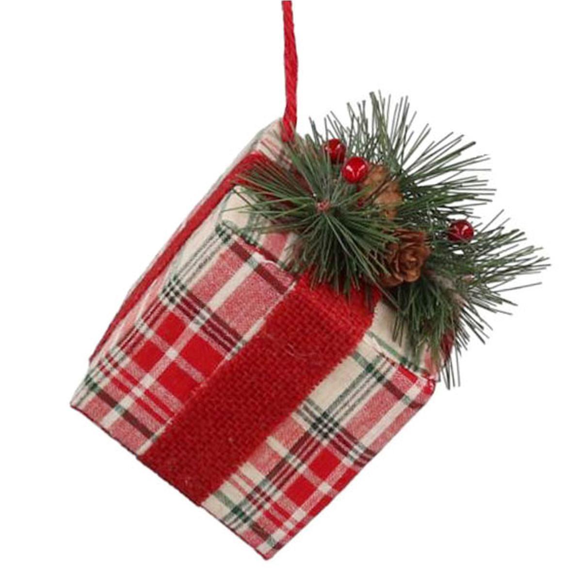 Decorazione Natalizia Pacco Regalo in Tessuto Rosso cm.13 |Vacchetti