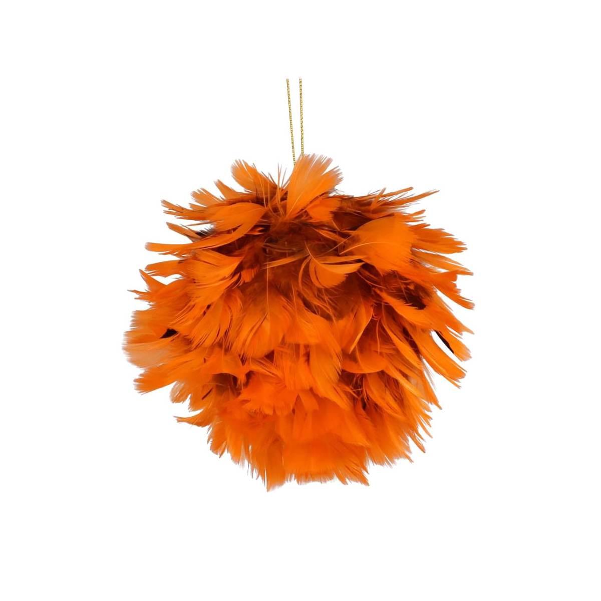 Pallina Natale cm.13 Piume Arancione |Vacchetti