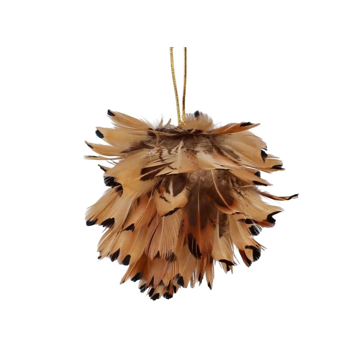 Pallina Natale cm.10 Piume Beige |Vacchetti