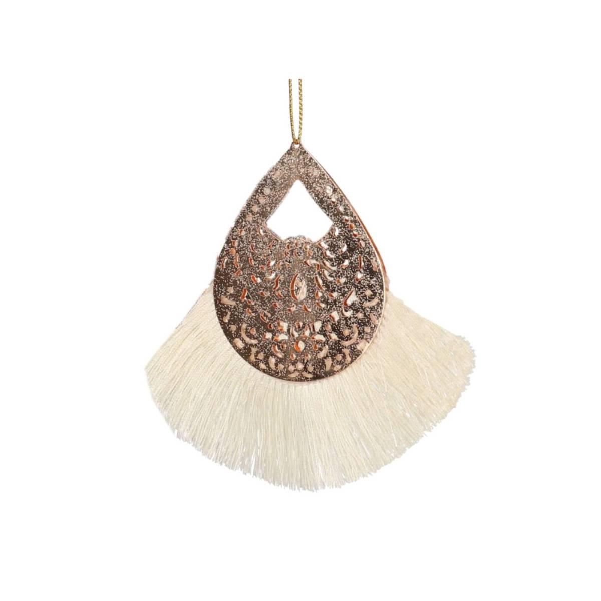 Decorazione Natalizia Metallo Oro/Bianco cm.10 pz.2 |Vacchetti