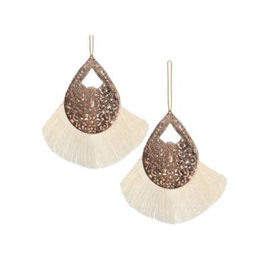 Decorazione Natalizia Metallo Oro/Bianco cm.10 pz.2 |Vacchetti