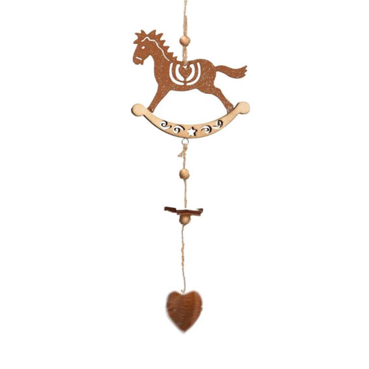 Decorazione Natalizia Cavallo Dondolo Legno con Cuore cm.35 |Vacchetti
