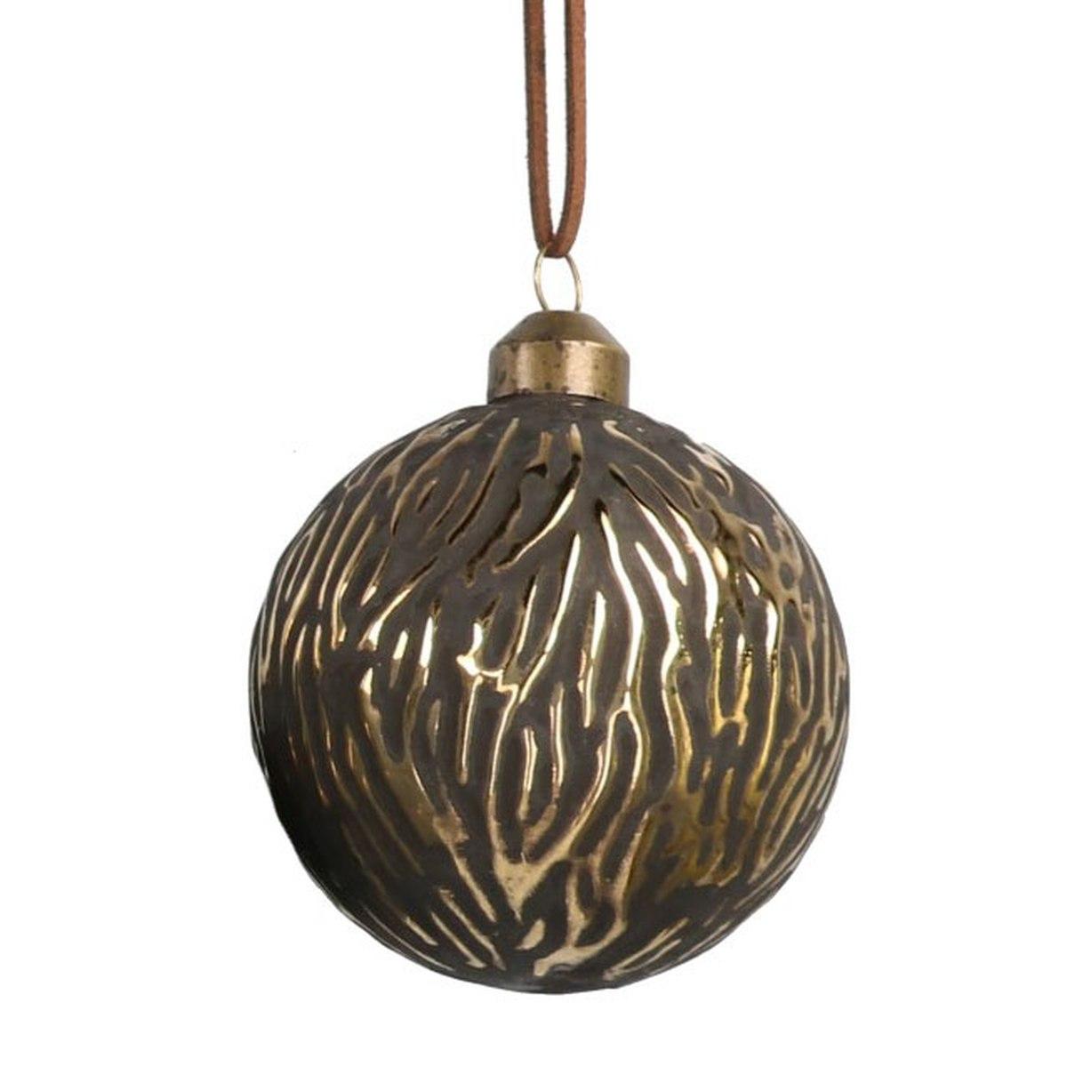 Pallina Natale Vetro cm.10 Grigia Opaca e Oro |Vacchetti