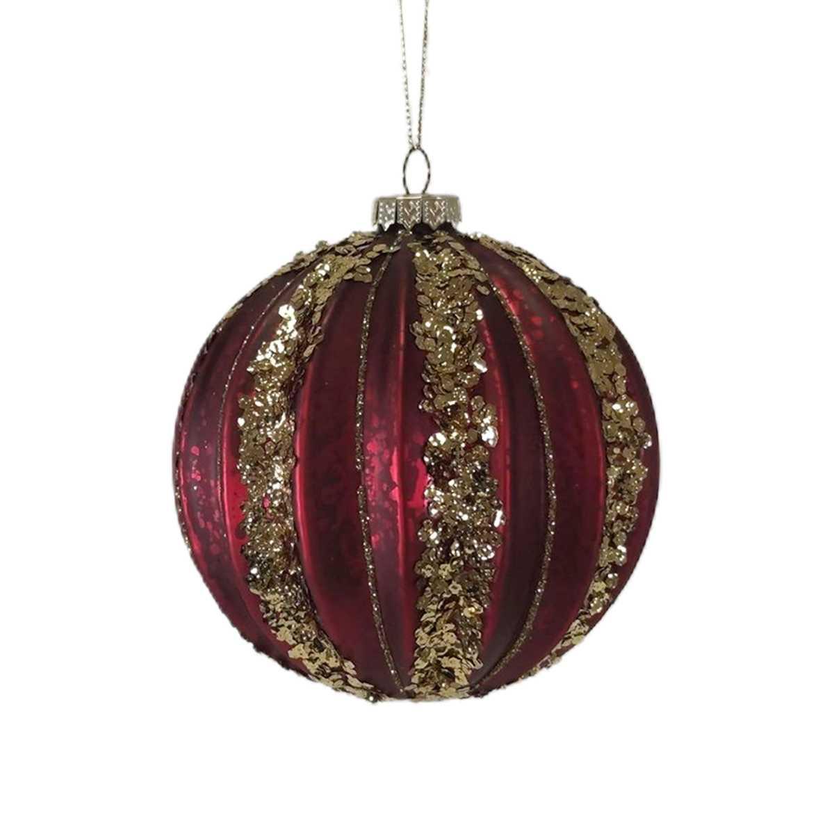 Pallina Natale Vetro cm.10 Rossa e Oro Glitter |Vacchetti