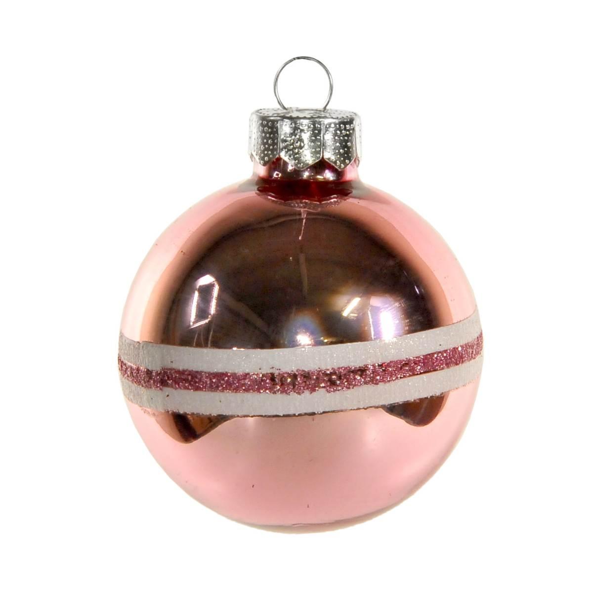 Pallina Natale Vetro cm.6 Rosa Lucido con Fiocco |Inge's Glass