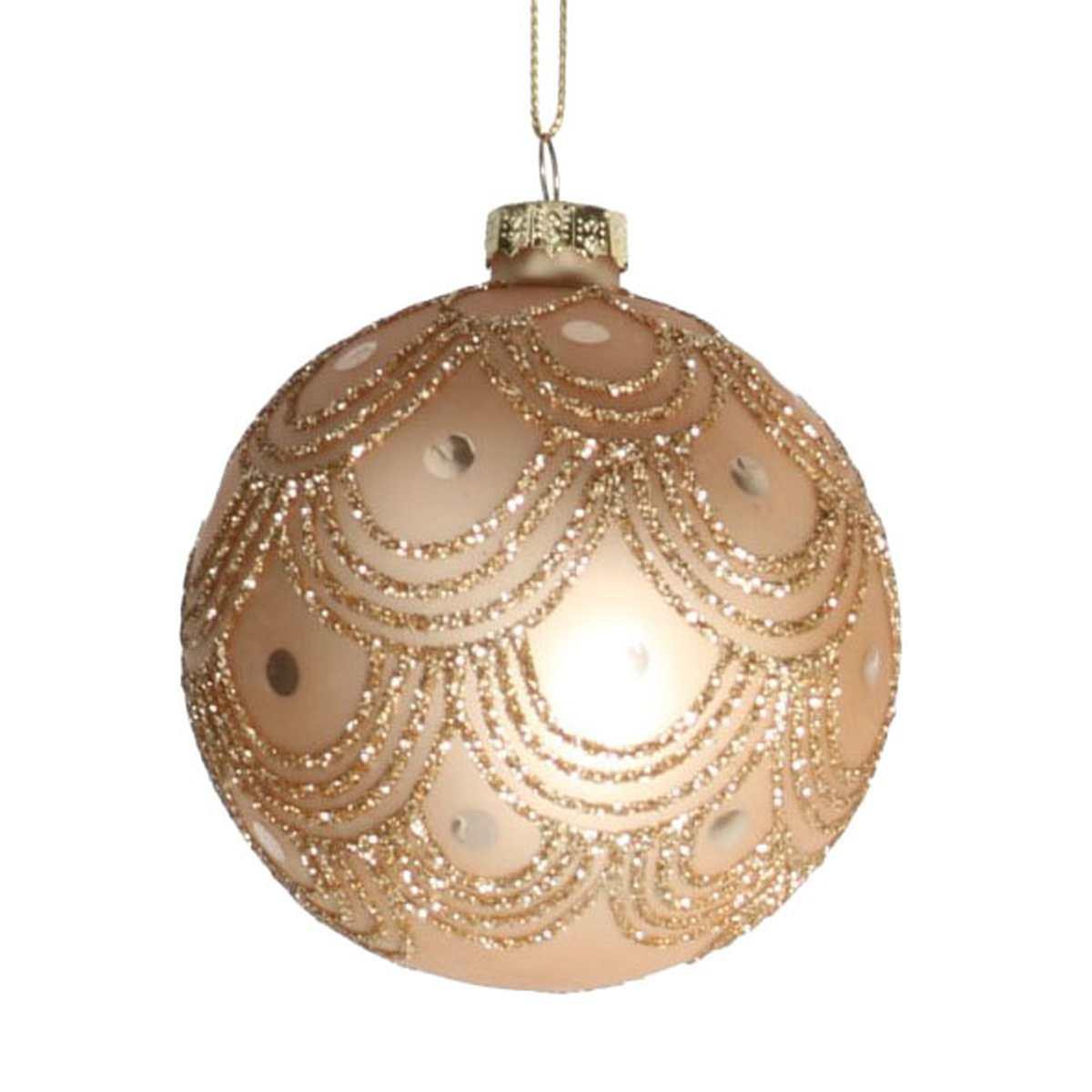Pallina Natale Vetro cm.10 Oro Champagne con Glitter |Vacchetti