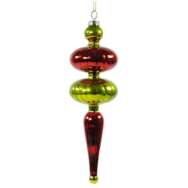 Pallina Natale Vetro Punta cm.6,5x21,5 Rossa Verde |Vacchetti