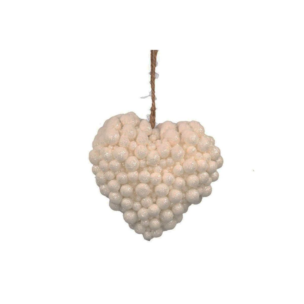 Decorazione Natalizia Cuore Bianco Bugnoso cm.13x13 |Vacchetti