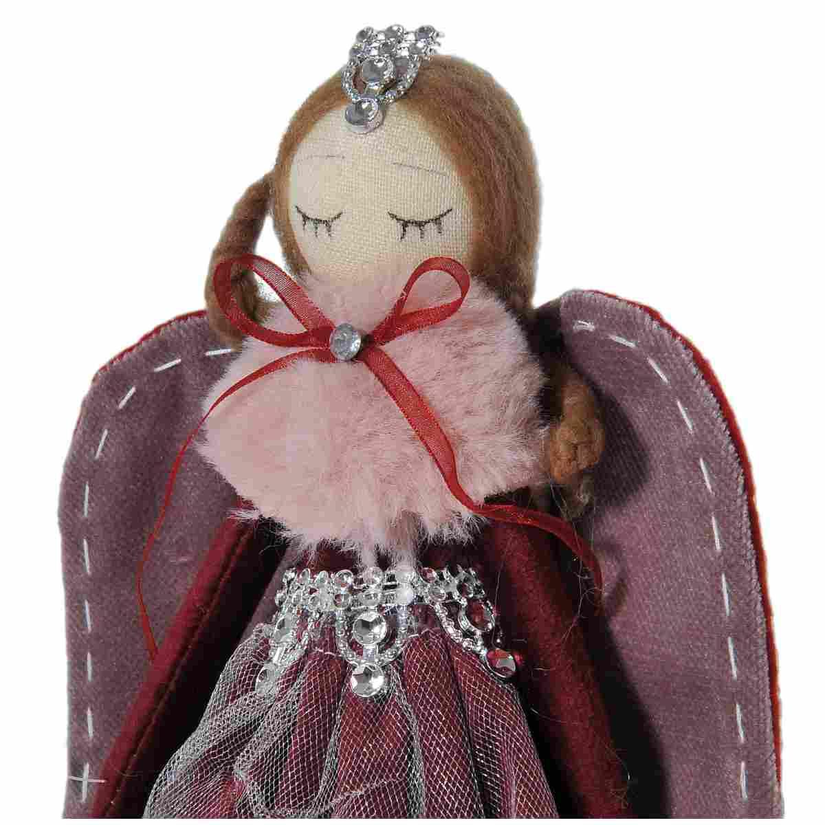 Pupazzo Angelo in Tessuto Rosa/Rosso cm.25 |Vacchetti