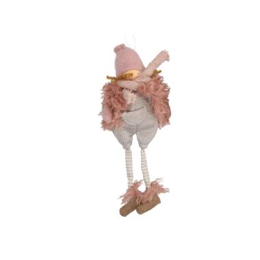 Pupazzo Bambina in Tessuto con Salopette Rosa c26 |Vacchetti