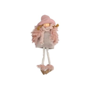 Pupazzo Bambina in Tessuto con Scamiciata Rosa |Vacchetti