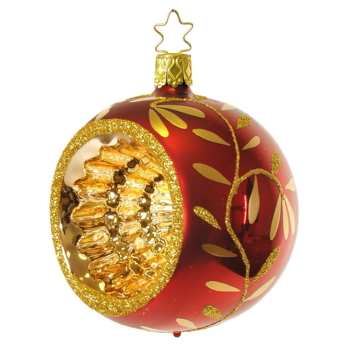 Pallina Natale Vetro Collezione cm.Ø8 Rosso Scuro Oro |Inge's Glass