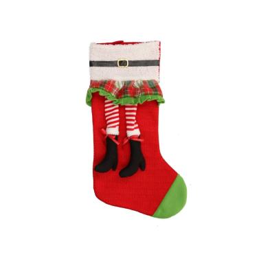 Calza Befana Tessuto Rossa con Gambe cm.48