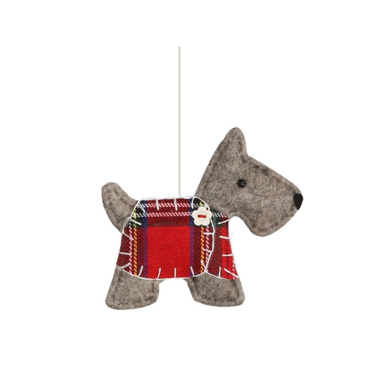 Decorazione Natalizia in Tessuto Cane Grigio Scozzese cm.12 |Vacchetti