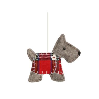 Decorazione Natalizia in Tessuto Cane Grigio Scozzese cm.12 |Vacchetti