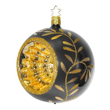 Pallina Natale Vetro Collezione cm.8 Nera Oro |Inge's Glass