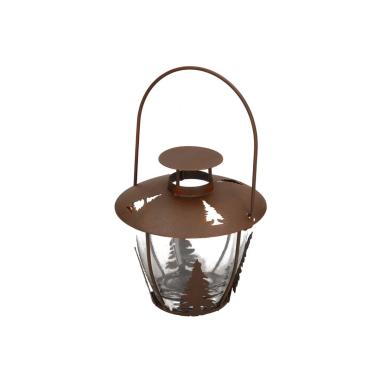 Lanterna cm.13x13 Metallo Marrone con Alberi |Vacchetti
