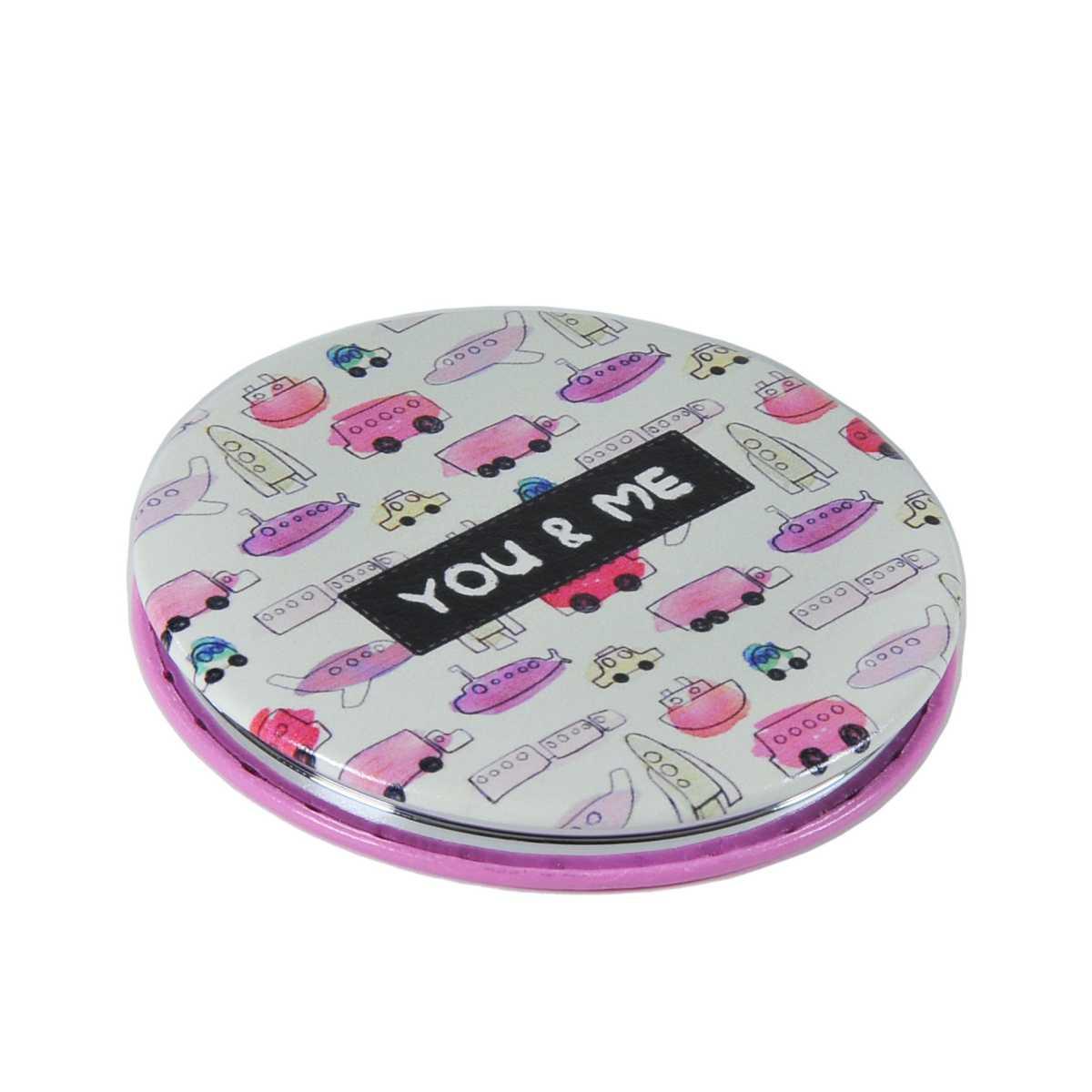 Specchio Borsetta Beige con Auto e Aerei cm.7 | Vacchetti