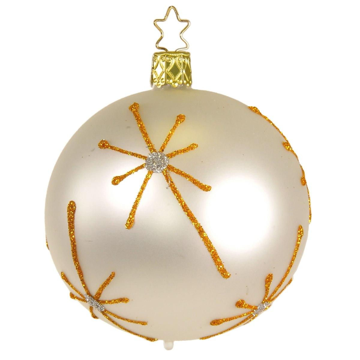 Pallina Natale Vetro Collezione cm.8 Bianca con Stelle |Inge's Glass