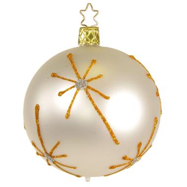 Pallina Natale Vetro Collezione cm.8 Bianca con Stelle |Inge's Glass