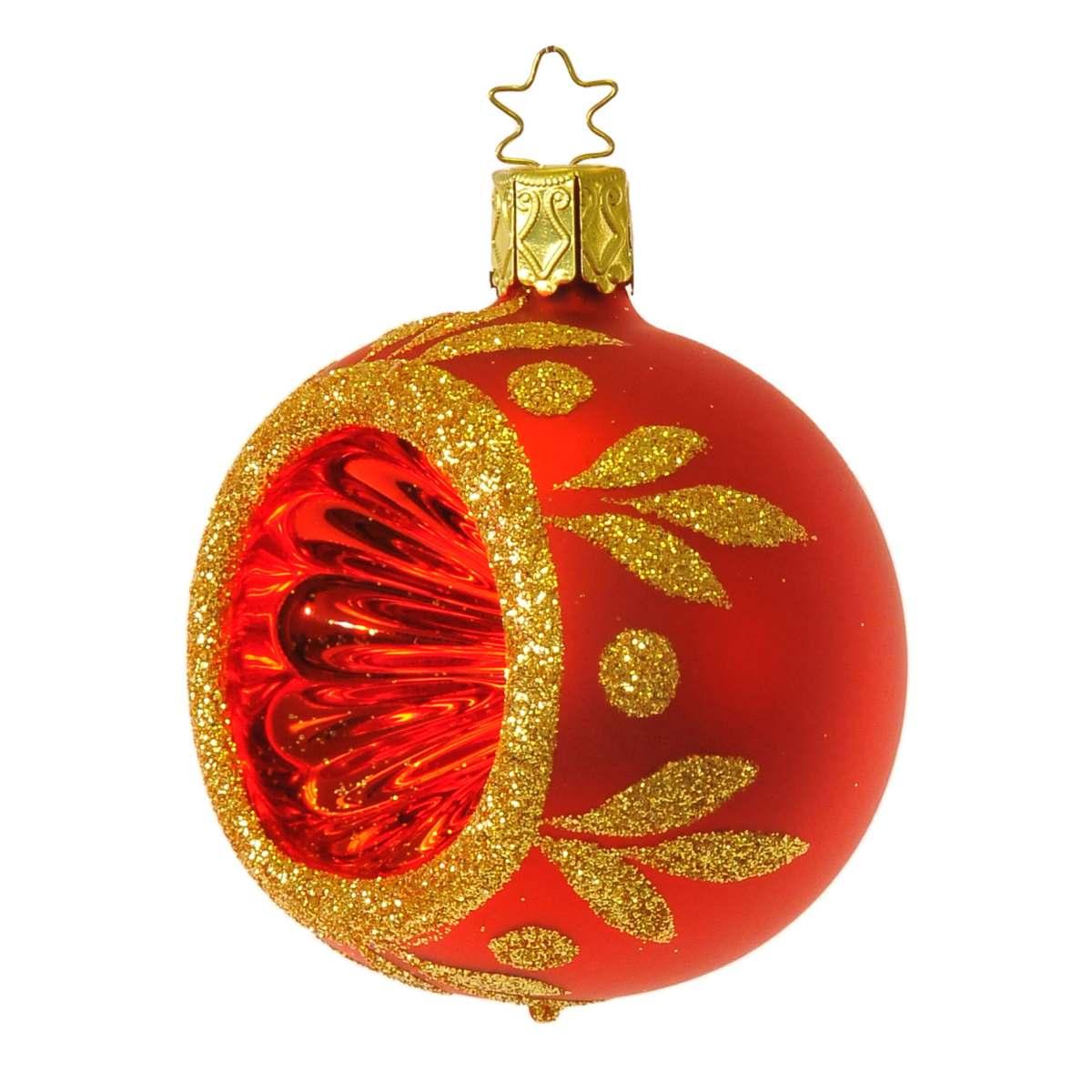 Pallina Natale Vetro Collezione cm.6 Rossa e Oro |Inge's Glass