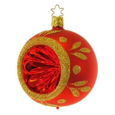 Pallina Natale Vetro Collezione cm.8 Rossa Oro |Inge's Glass