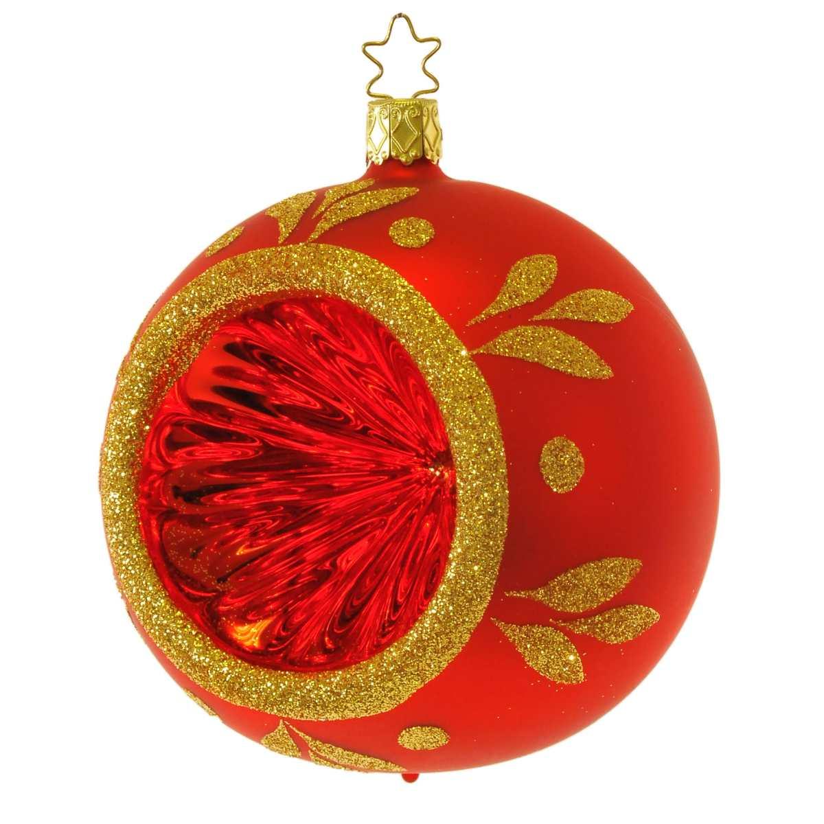 Pallina Natale Vetro Collezione cm.10 Rossa Oro |Inge's Glass