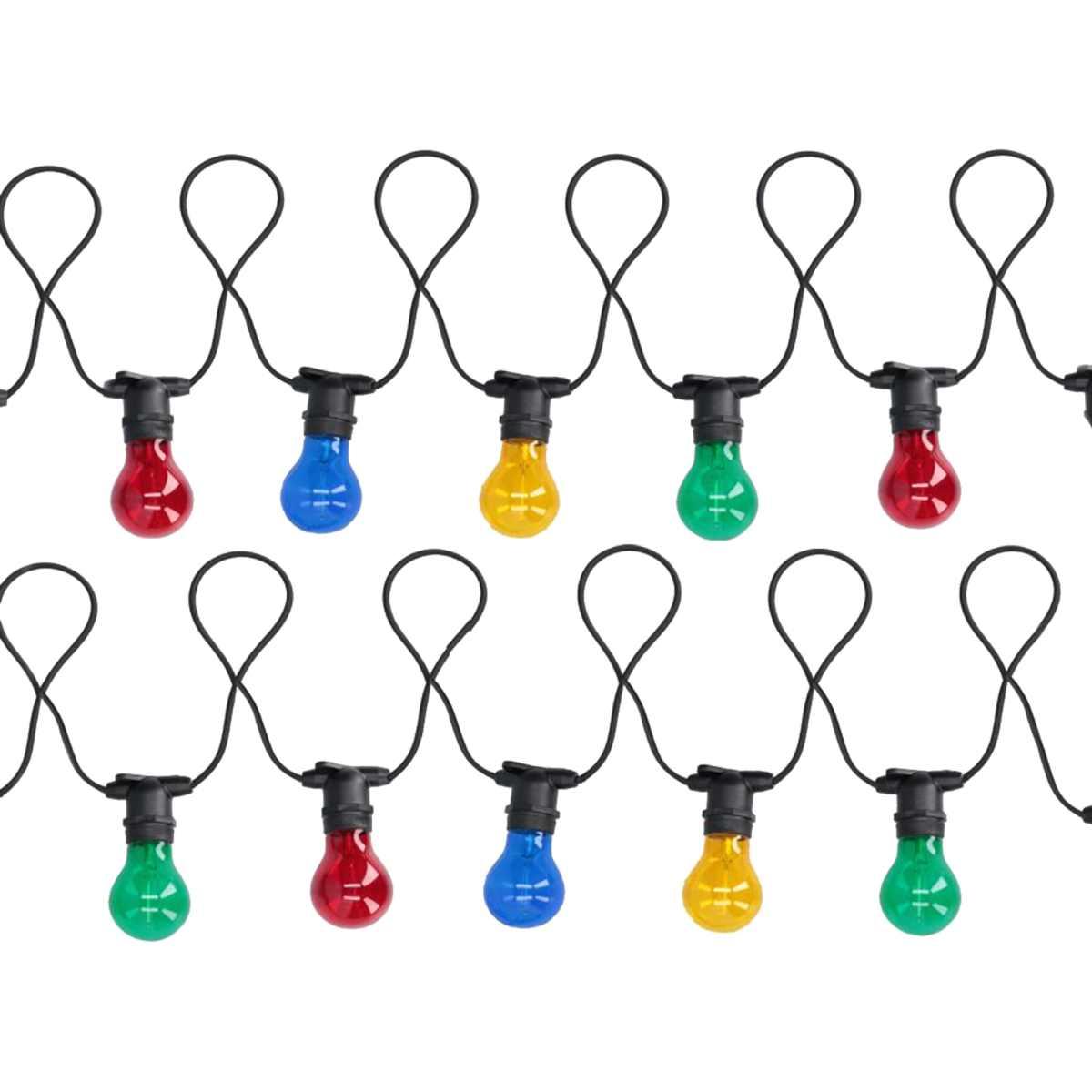 Catena 5mt. 10 Lampadine Vetro Luce Multicolor Luce Fissa |Vacchetti