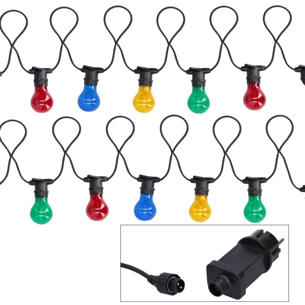 Catena 5mt. 10 Lampadine Vetro Luce Multicolor Luce Fissa |Vacchetti