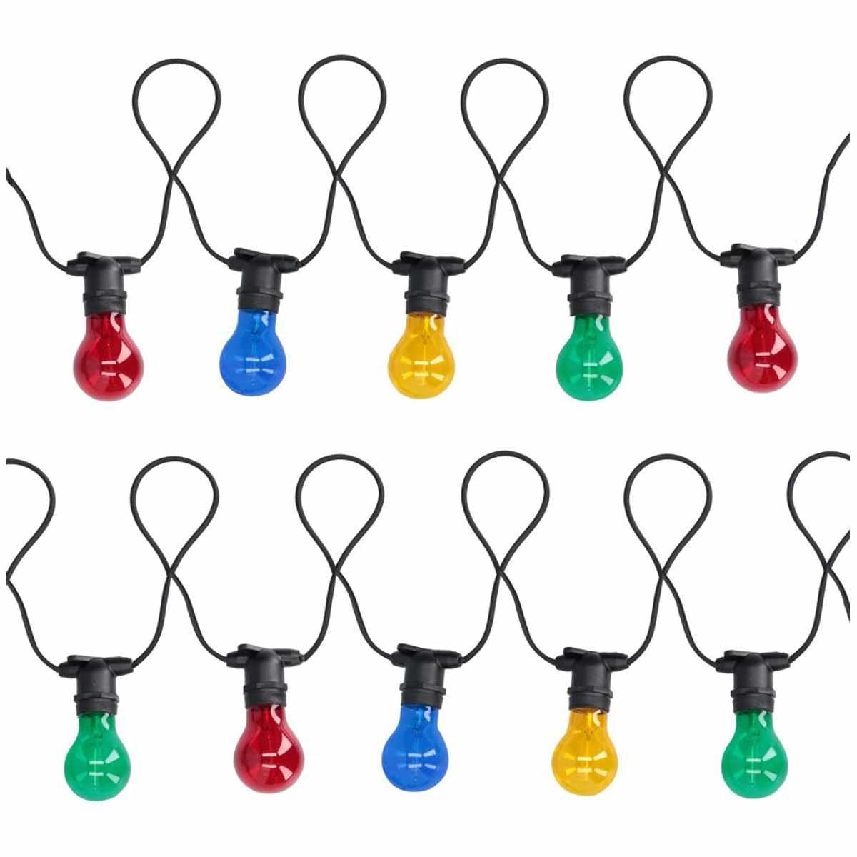 Prolunga Catena 5mt. 10 Lampadine Vetro Luce Multicolor Uso Esterno |Vacchetti