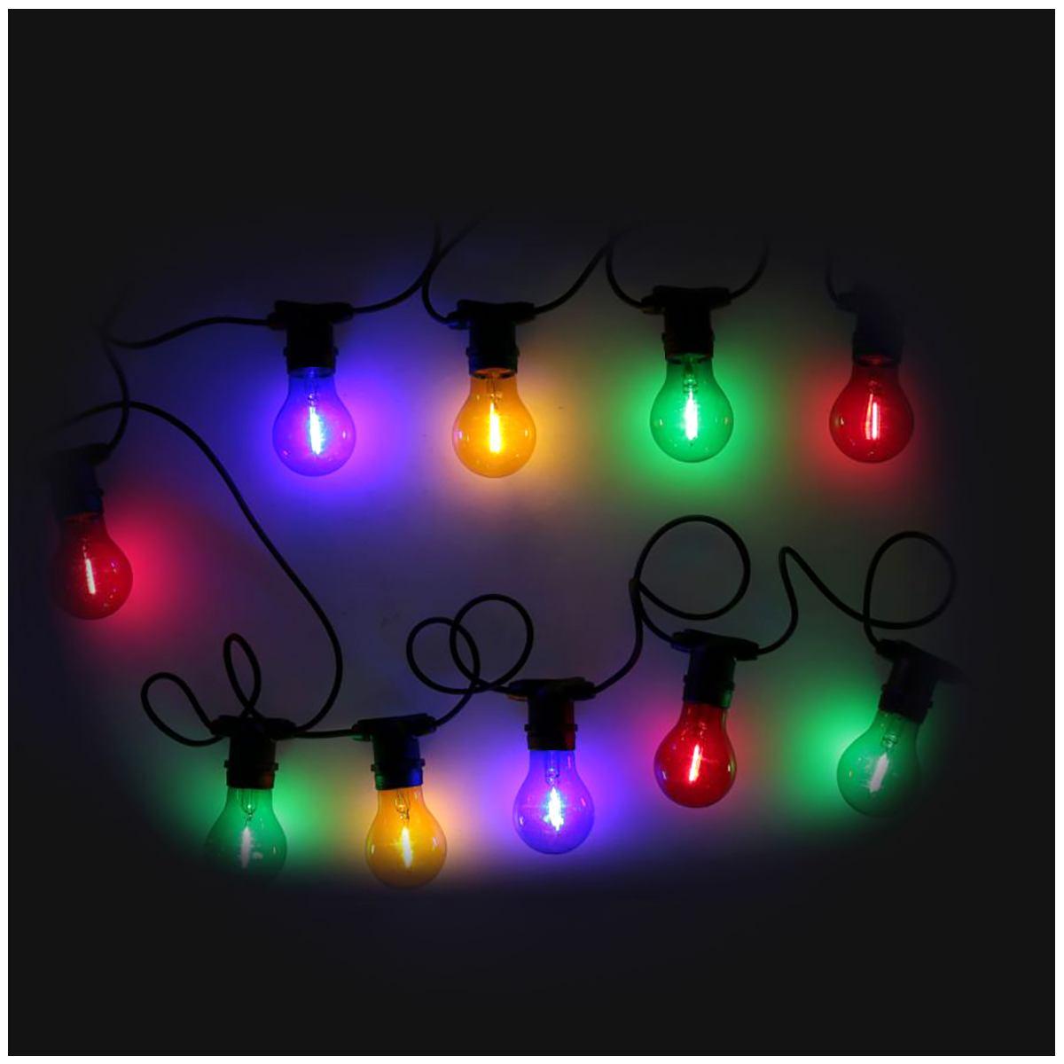 Prolunga Catena 5mt. 10 Lampadine Vetro Luce Multicolor Uso Esterno |Vacchetti