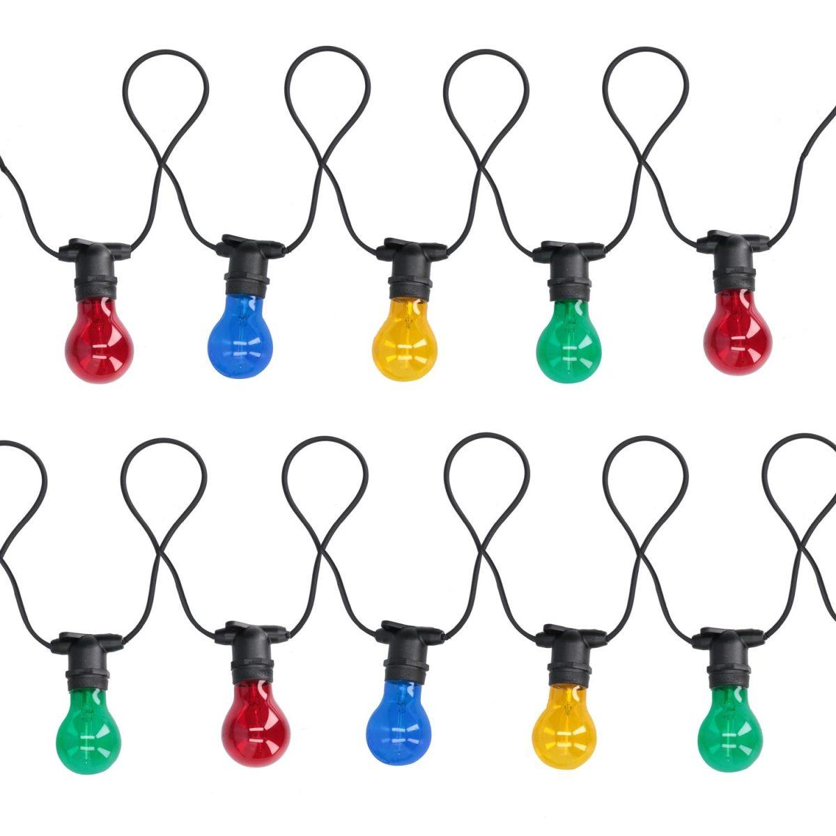 Prolunga Catena 5mt. 10 Lampadine Vetro Luce Multicolor Uso Esterno |Vacchetti