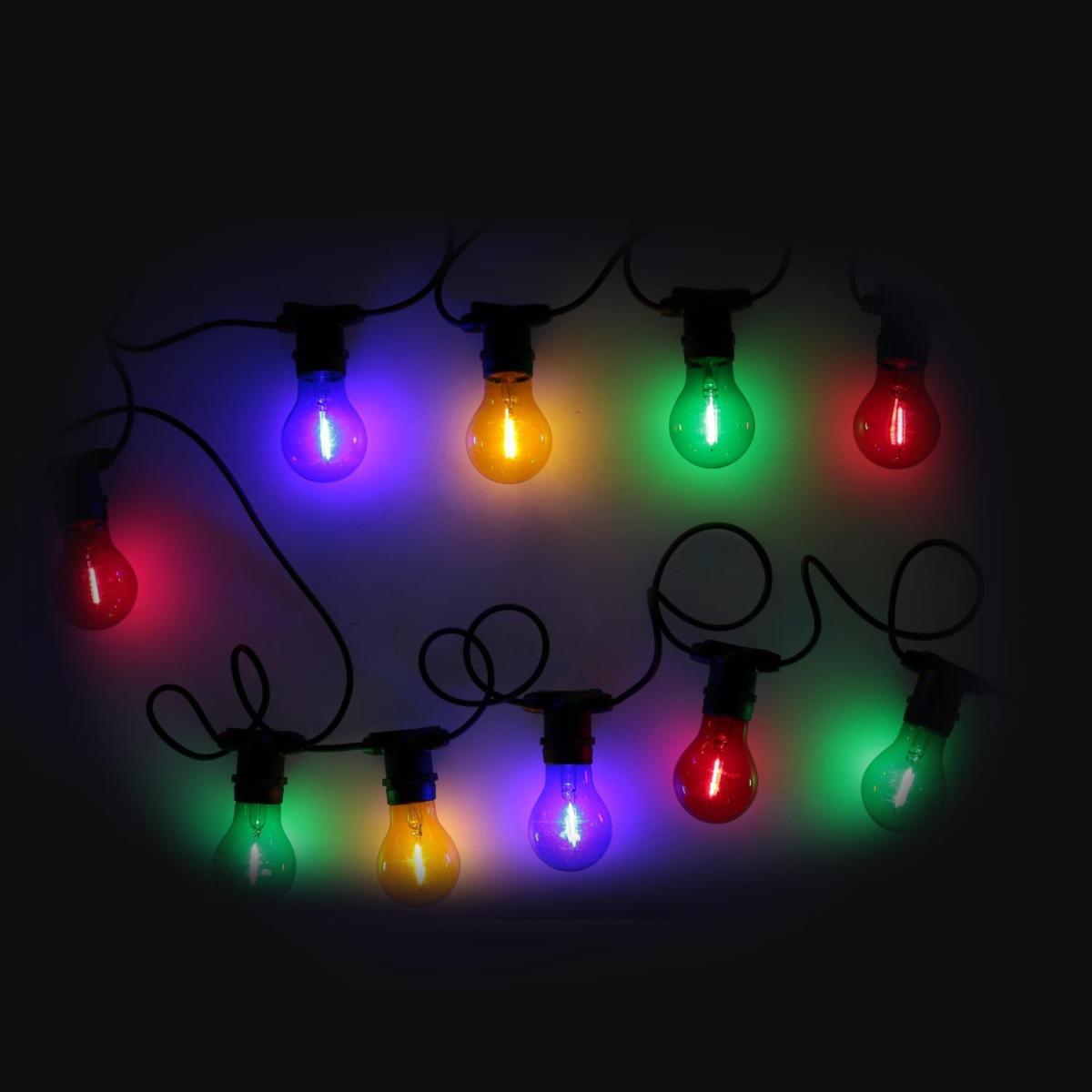 Prolunga Catena 5mt. 10 Lampadine Vetro Luce Multicolor Uso Esterno |Vacchetti