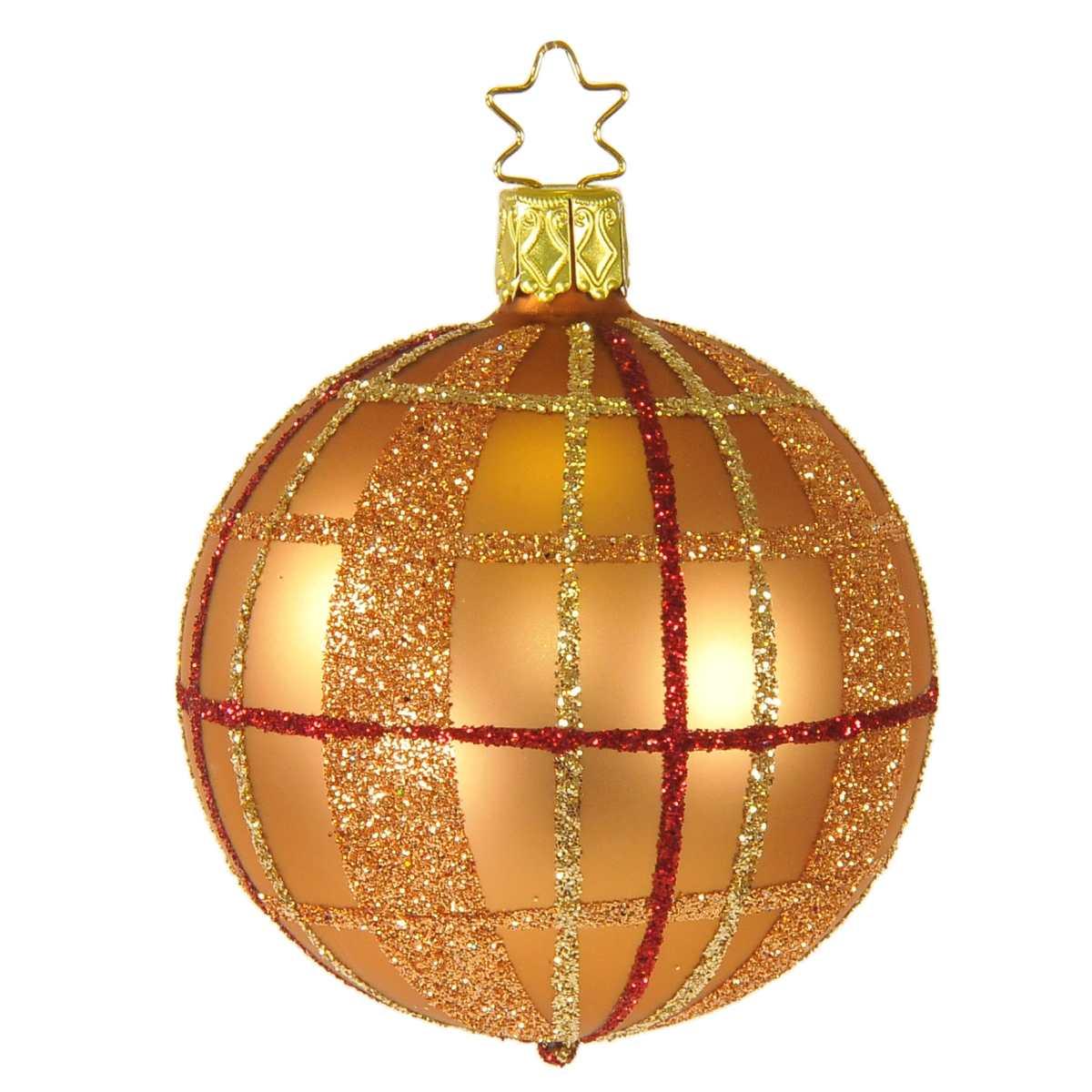Pallina Natale Vetro Collezione cm.6 Bronzo Righe Quadri |Inge's Glass