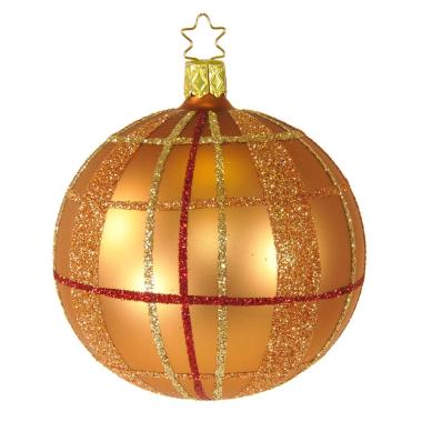 Pallina Natale Vetro Collezione cm.8 Bronzo Righe Quadri |Inge's Glass